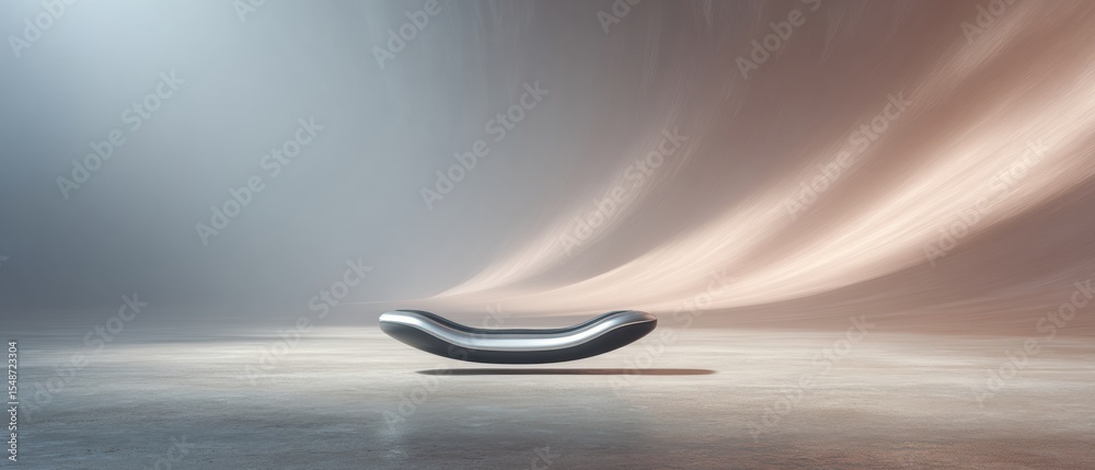 Poster futuristic gyroboard scooter with abstract ambient lighting and textured surfaces for innovative per