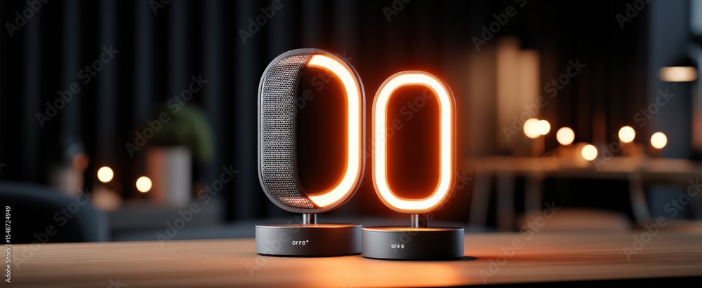 Aufkleber modern sleek digital clock with illuminated led display and wireless charging station on a contempor
