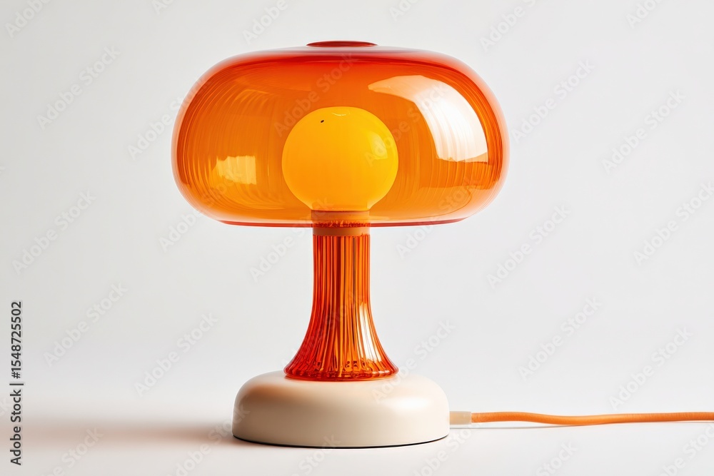 Poster modern orange and yellow glass table lamp with unique mushroom-inspired design and warm ambient ligh