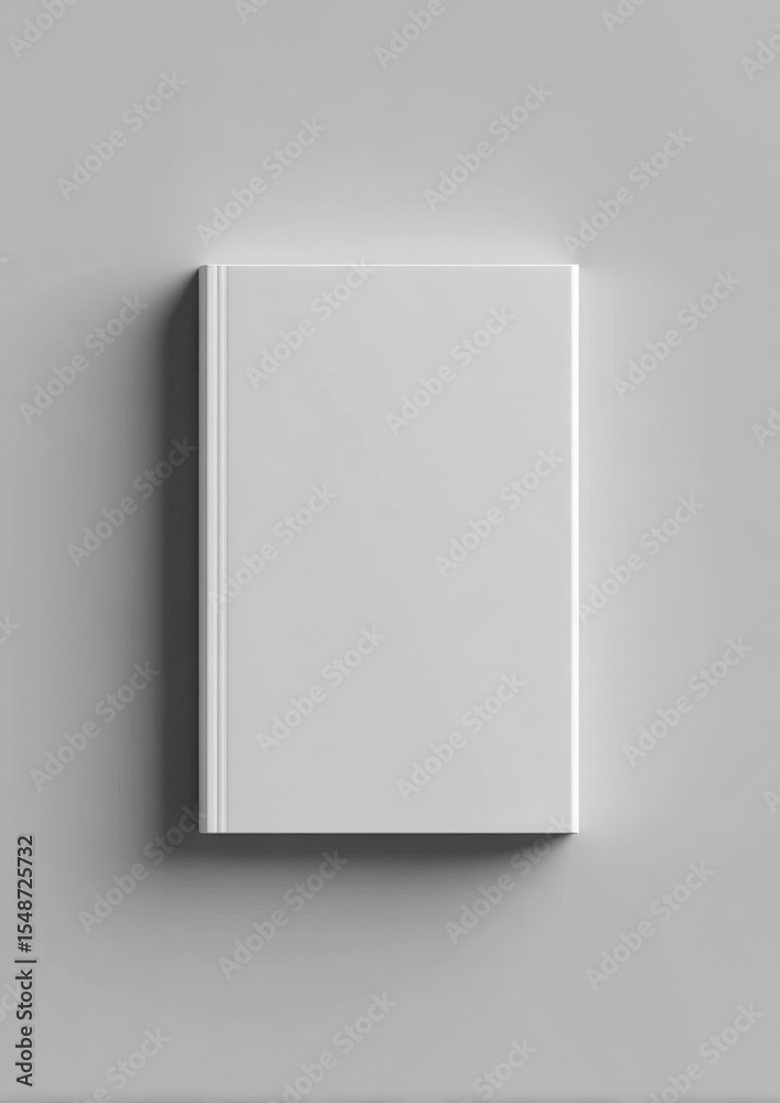 Poster minimalist white closed cabinet mounted on plain gray wall with soft shadow creating modern interior