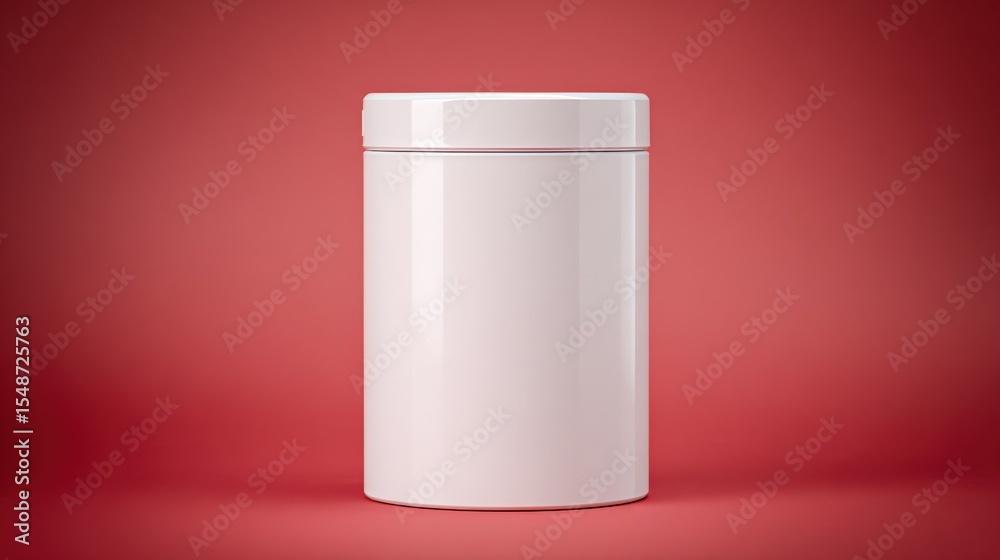 Poster elegant white cylindrical container with smooth surface and minimalistic design isolated on vibrant 