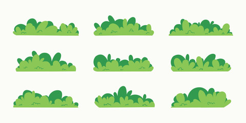 Set of Park Green Bush Grass 