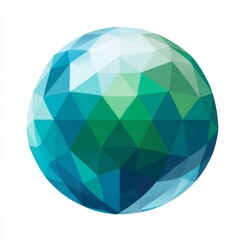 Geometric Abstract 3D Sphere Design with Vibrant Green and Blue Triangles for Modern Artistic Backgrounds