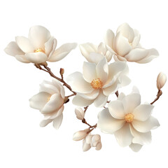 Elegant bouquet of creamy white magnolia blossoms on a dark background.