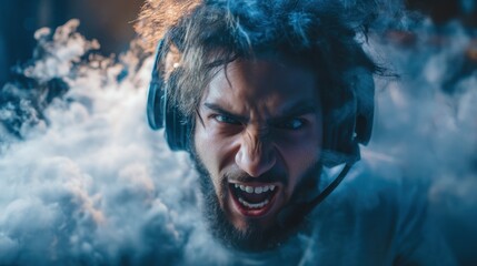 Angry gamer portrait