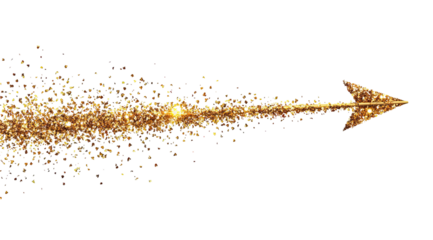 Golden arrow of glittering particles