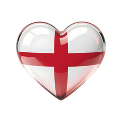England Flag in 3D Glass Heart Symbol	
