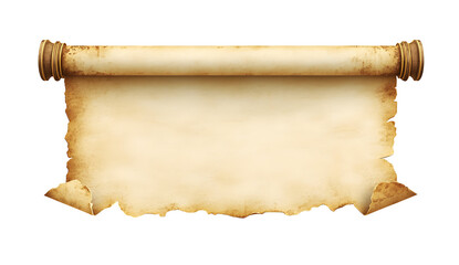 Digitally crafted old parchment scroll on a black background, ideal for fantasy designs