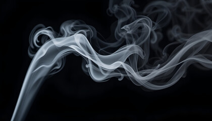 Fototapeta premium Ethereal White Smoke Swirls Rising on a Dark Black Background