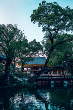Gwanghallu Pavilion in Namwon, Korea.
Traditional Korean architecture with reflection pond and Hanok-style pavilion. A historic cultural site known as the &lsquo;Moon Palace'.
