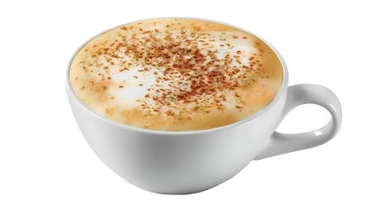 Delicious cappuccino with frothy milk and chocolate sprinkles on a black background