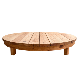 Empty Rustic Wooden Stage with Shadow and Realistic Texture, Isolated PNG