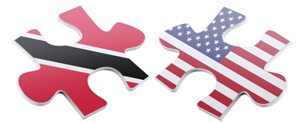 Conceptual graphic depicts the partnership between Trinidad and Tobago and the United States through interlocking puzzle pieces, showcasing unity and cooperation.