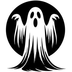 vector illustration of a black and white ghost 
