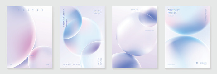 Modern gradient liquid glass poster background vector set.Cover template with perspective geometric prism shape. Ideal design for social media, cover, banner, wallpaper, promotion, ads.