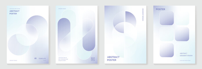 Obraz na płótnie Canvas Modern gradient liquid glass poster background vector set.Cover template with perspective geometric prism shape. Ideal design for social media, cover, banner, wallpaper, promotion, ads.