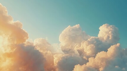 Aerial view running clouds in the sky in motion, white clouds in blue sky during sunrise or sunset