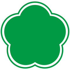 Simple Flower Shape Frame White Lines Green Fill