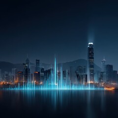 Fototapeta premium Futuristic city skyline at night (5)