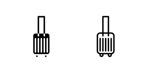 Icon set of rolling suitcase, ideal for packing, travel, and luggage design