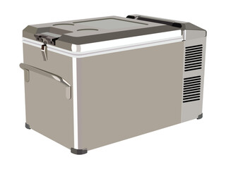 Fototapeta premium Portable camping refrigerator cooler box isolated on white background