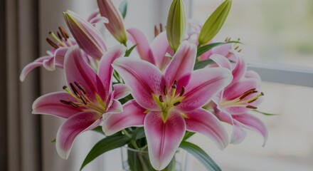 Fototapeta premium pink lily flowers