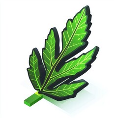 Stylized Green Leaf Illustration on White Background for Nature, Plant, and Environmental Themes