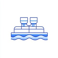 Modern Water Treatment Facility Illustration with Tanks and Waves for Environmental and Industrial Use