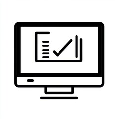 Modern computer screen displaying a checkmark and graph representing data analysis and progress in a minimalist style