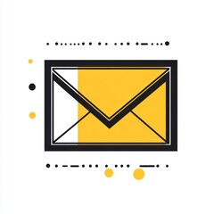 Stylish Yellow Envelope Icon with Geometric Shapes for Modern Communication and Digital Messaging Design Elements