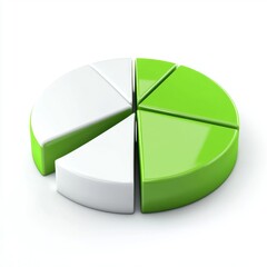 Modern Pie Chart with Green and White Segments Representing Data Analysis and Business Performance Metrics