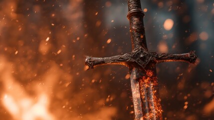 Rusty sword fire