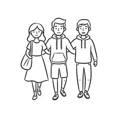 Romantic or friendship themed couple or object in hand-drawn style – Vector Illustration