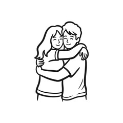 Romantic or friendship themed couple or object in hand-drawn style – Vector Illustration