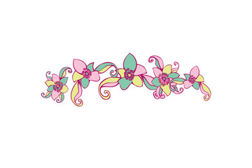 Colorful Fresh Flower Design for Greeting Cards, Advertisements, Banners, Flyers and Pamphlets. Floral Frame. Beautiful Bouquet of Purple, Pink, Blue Flowers Arranged to Form a Cheerful Frame for Gree