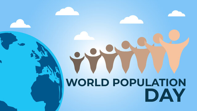 World Population Day Background Vector illustration,people population banner template awareness