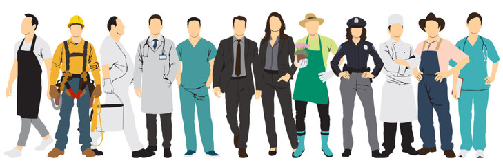 profession occupation people full isolated collection jobs and career, different professional occupational people © S.Q.U.A.D