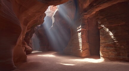 Shafts of Light Illuminate the Red Canyon
