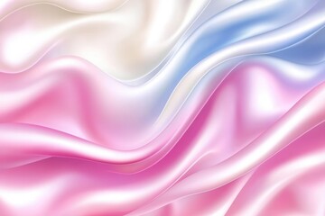 Fototapeta premium Delicate, flowing silk fabric in soft pastel colors. A blend of pink, blue, and cream tones creating a smooth, elegant texture