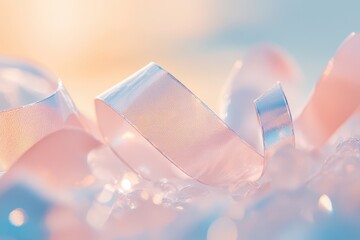 Delicate ribbons in pastel hues, soft focus