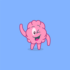 Cartoon human brain illustration with clean flat style and pink color. Suitable for educational