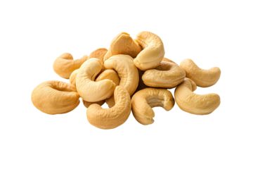 Pile of Fresh Roasted Cashew Nuts Isolated on a Plain Black Background