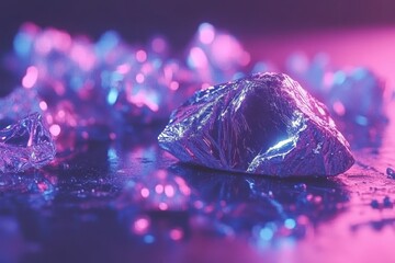 Shiny, metallic pieces,  vibrant colors,  abstract,  modern,  glittering