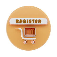 3D Liquid Glass Register Icon with Futuristic Transparent Glossy User Interface Design