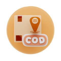 3D Liquid Glass Cash on Delivery Icon with Futuristic Transparent Glossy Payment and Logistics Design