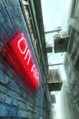 Urban alleyway, neon sign