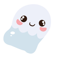 A cute ghost with a friendly expression, perfect for Halloween or spooky-themed designs, with a playful and cheerful personality.