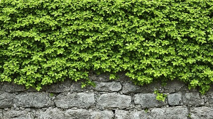 Lush greenery cascading over a stone wall.