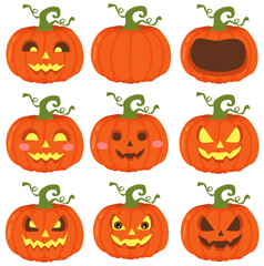 set of halloween pumpkins