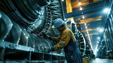 Industrial worker maintaining machinery